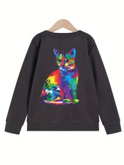 Art Tie Dye Cat Graphics Girls' Sweatshirt Pullover
