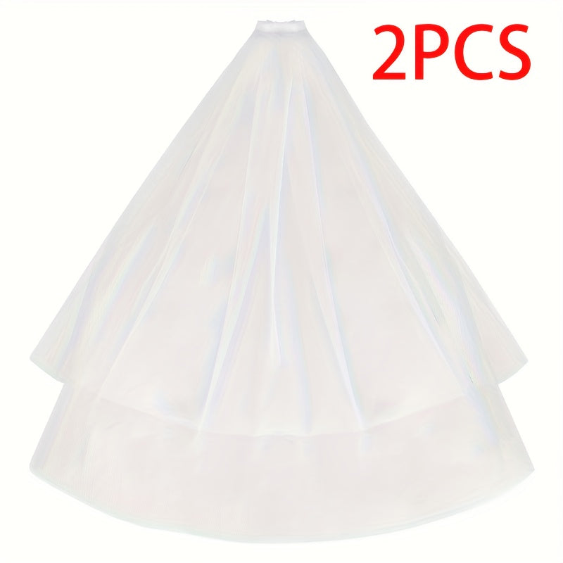 2pcs Bridal Veils with Floral Embroidery for Wedding Ceremonies
