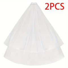 2pcs Bridal Veils with Floral Embroidery for Wedding Ceremonies
