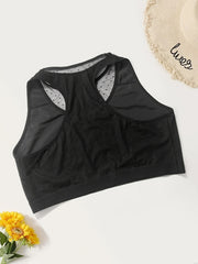 Women's Sports Bra Contrast Mesh Seamless Yoga Running Bra