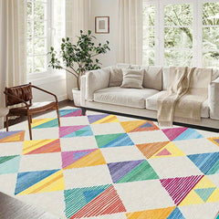 Colorful Rainbow Washable Area Rug Kids Room Stain Resistant Non Slip
