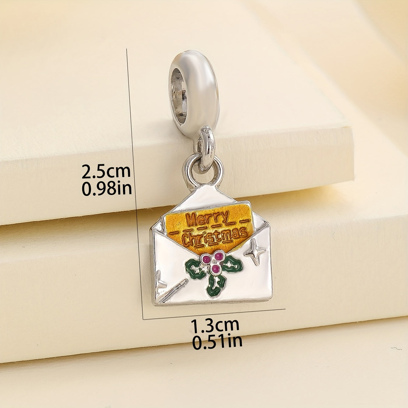 1pc Christmas Silver Gray Envelope Merry Pendant Charm DIY Bracelet String Decor