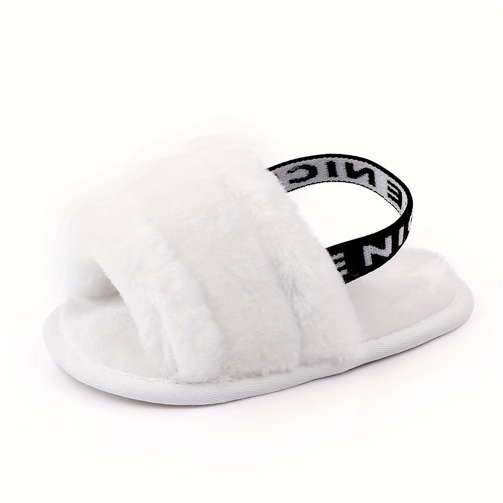 Baby Girl Furry Sandals Lightweight Anti Slip Open Toe Sandals
