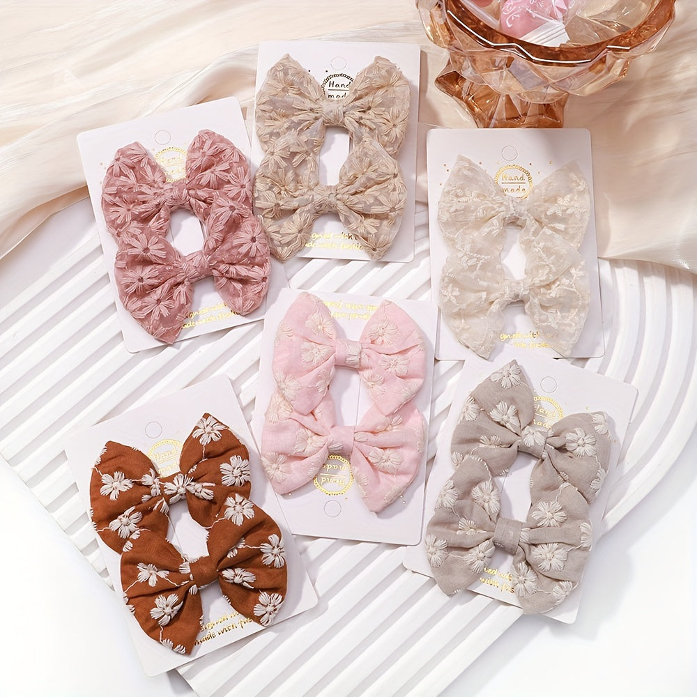 2pcs Floral Bow Lace Hair Clips for Proms & Baby Girls