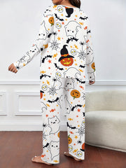 Halloween Bat & Ghost Print Pajamas Set