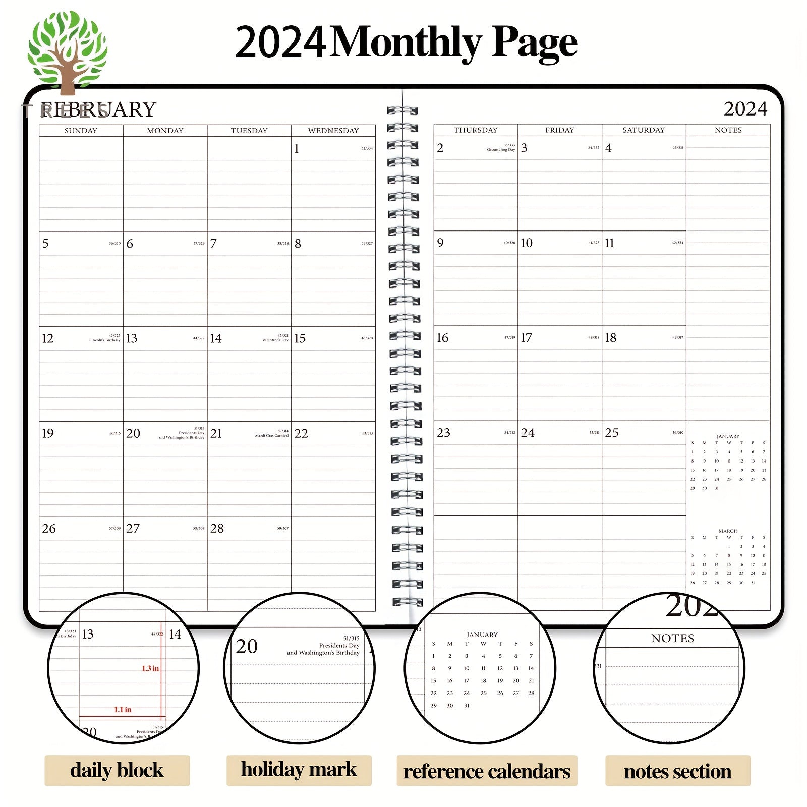 1pc Planner Weekly And Monthly Notebook Spiral Plan Academic Appointment Book
