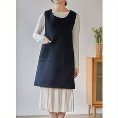 Adjustable Dress Style Apron with Pockets for Chef Gardening Cooking Baking