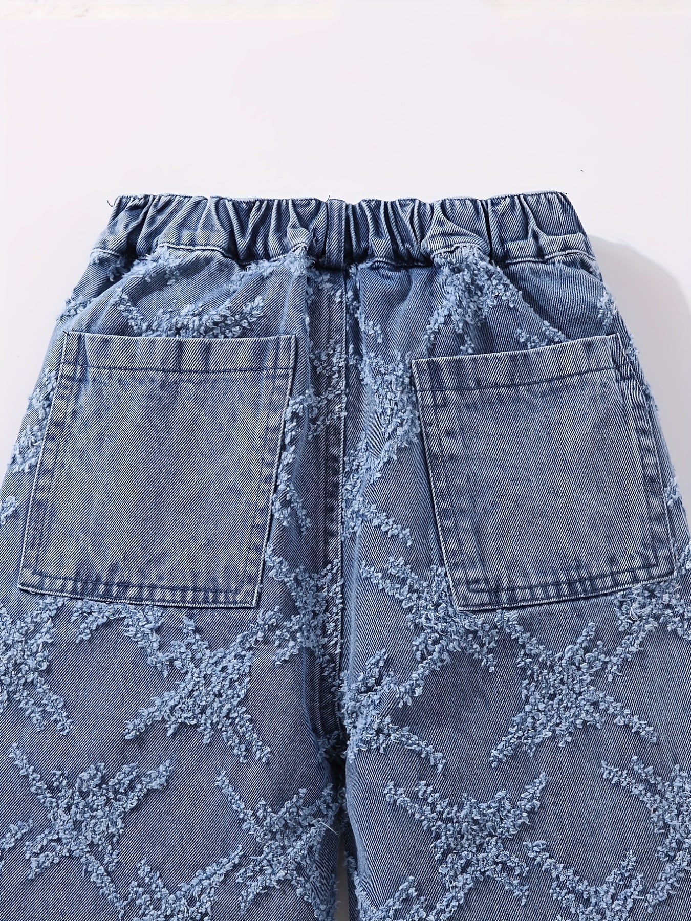 Girls' Cross Print Denim Jeans Wide Leg Trousers
