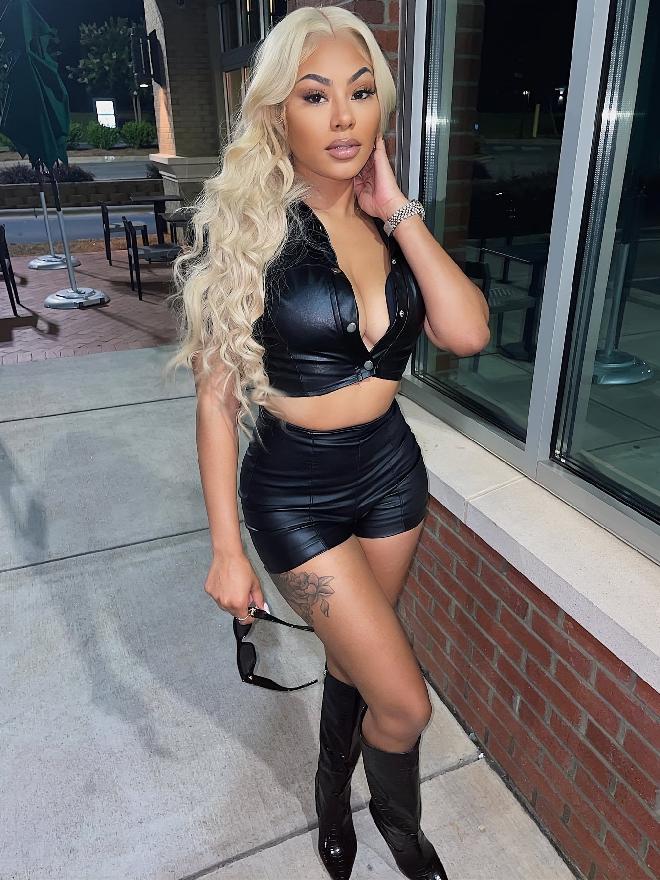 Sexy 2pcs Crop Top & High Waist Shorts Set for Club & Party