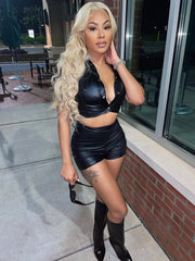 Sexy 2pcs Crop Top & High Waist Shorts Set for Club & Party