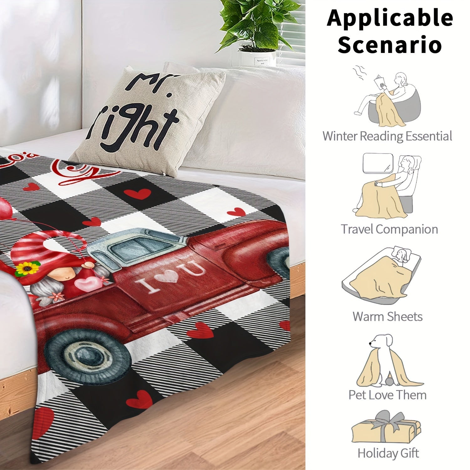 Red Truck Love Blanket Soft And Warm Sofa Blanket For All Seasons
