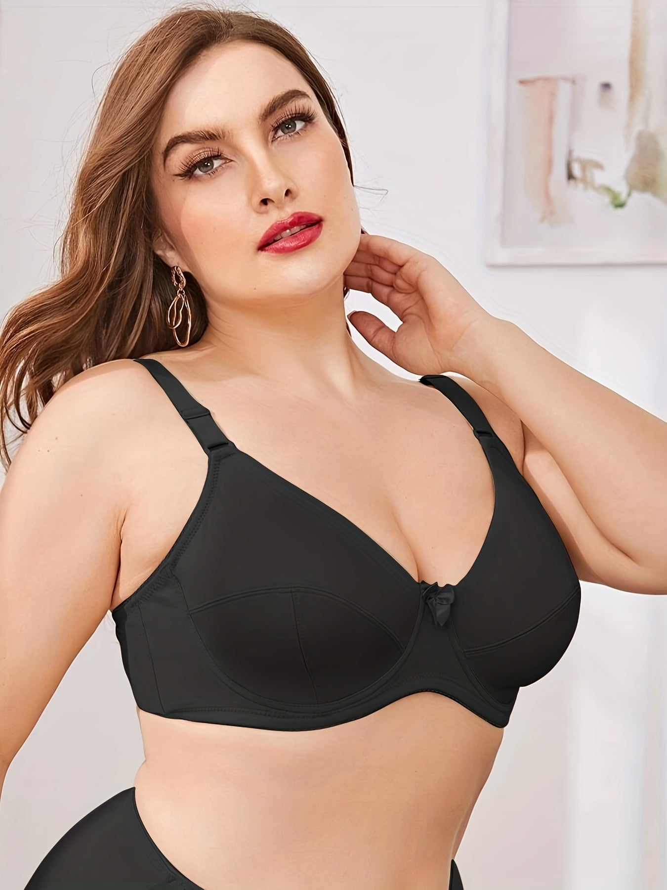 Bow Front Solid Bra Women's Full Coverage Bralette