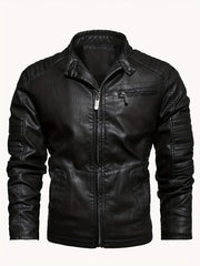 Men's Cozy Fleece PU Biker Jacket