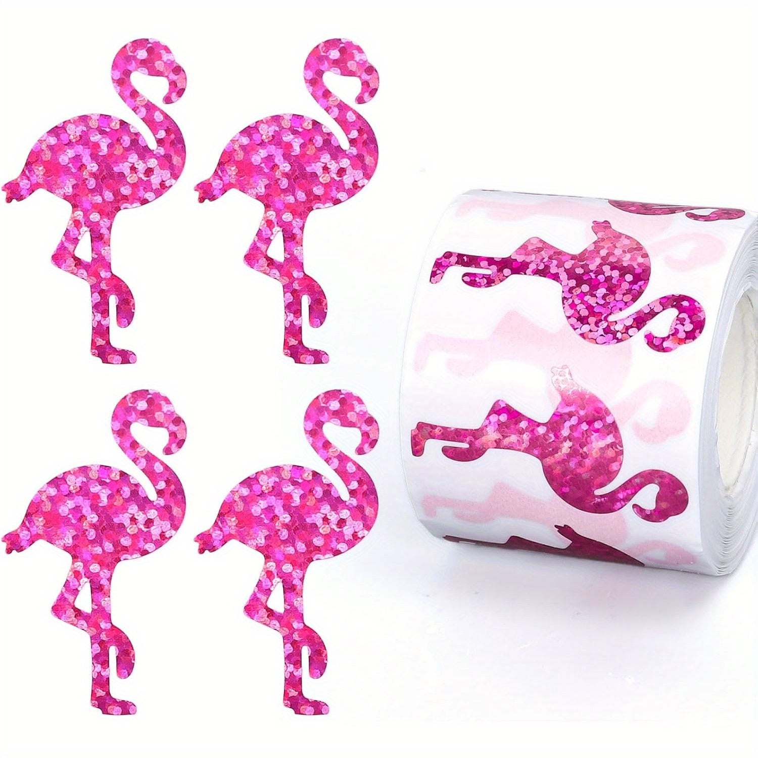 500pcs Flamingo Stickers Roll Adhesive Paper Decals for Water Bottles Scrapbook