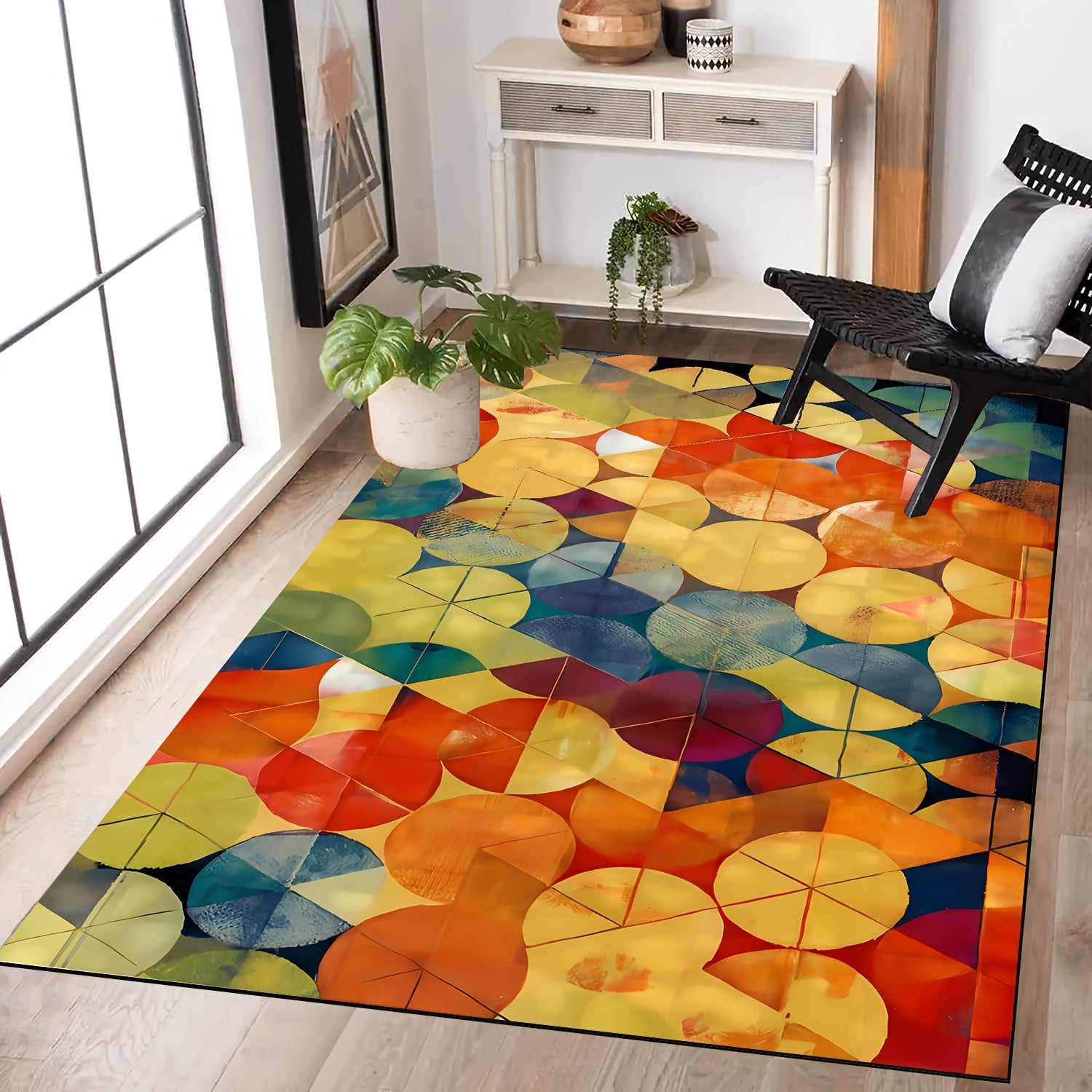 Colorful Christmas Area Rug Plaid Festive Print Holiday Rug Washable