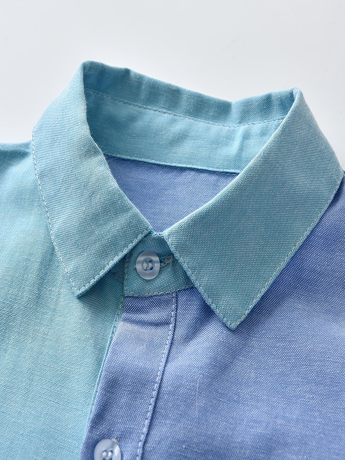 Boys Stylish Block Button Down Shirt Casual Long Sleeve Lapel