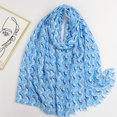 Geometric Hot Stamping Frayed Edge Scarf for Women