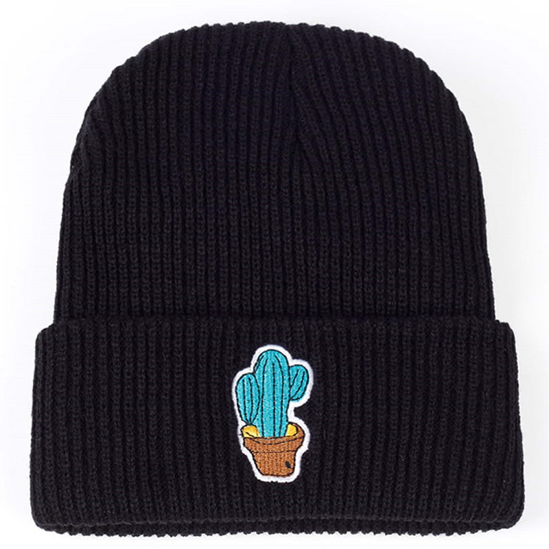 Cactus Embroidered Knit Hat for Women Men Unisex