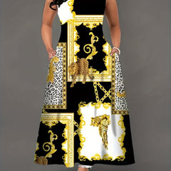 Leopard Print Cut Out Maxi Tank Dress