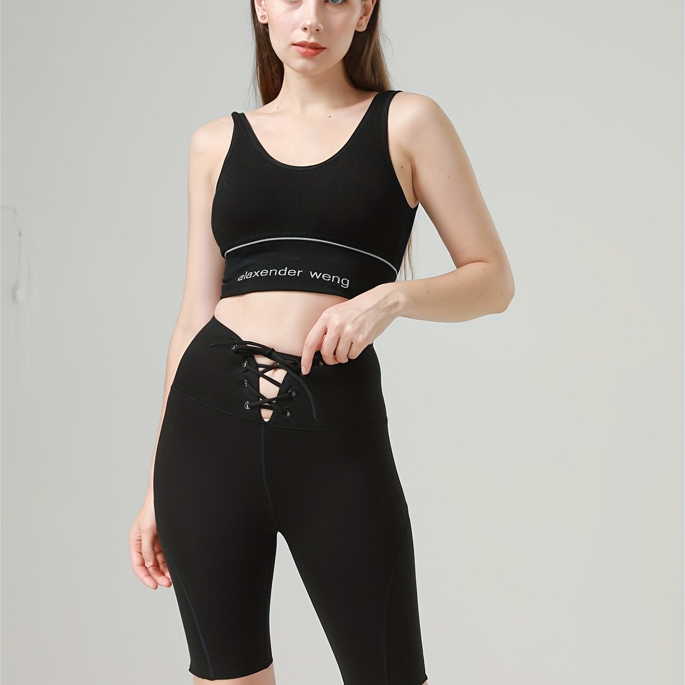 High Waist Sports Shorts Lace up Yoga Running Cycling