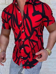 Men's Short Sleeve Casual Shirt Regular Fit Thick Lines