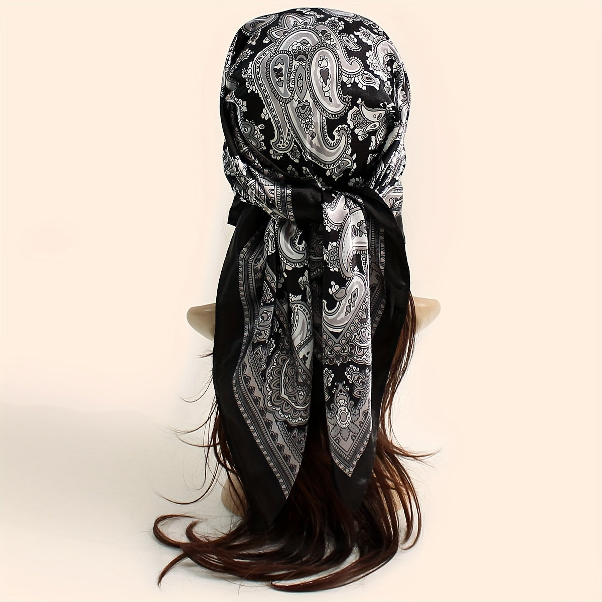Classic Paisley Print Square Scarf Silk Bandana Vintage Satin Shawl