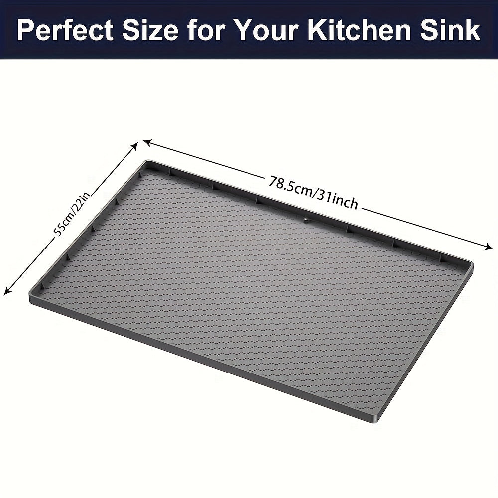 Waterproof Silicone Under Sink Mat with Drain Hole - Cabinet Tray Protector