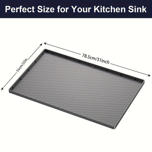 Waterproof Silicone Under Sink Mat with Drain Hole - Cabinet Tray Protector