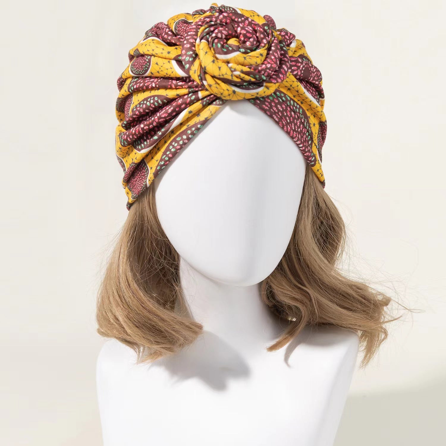 Printed Swirl Flower Headscarf Hat Bohemian Ethnic Style Snail Hat