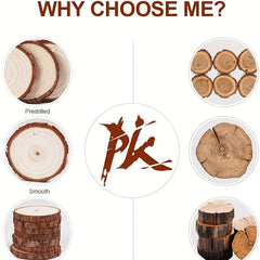 30 Pcs 6-11 cm Wood Slices Craft Kit w/ Hole for DIY Crafts