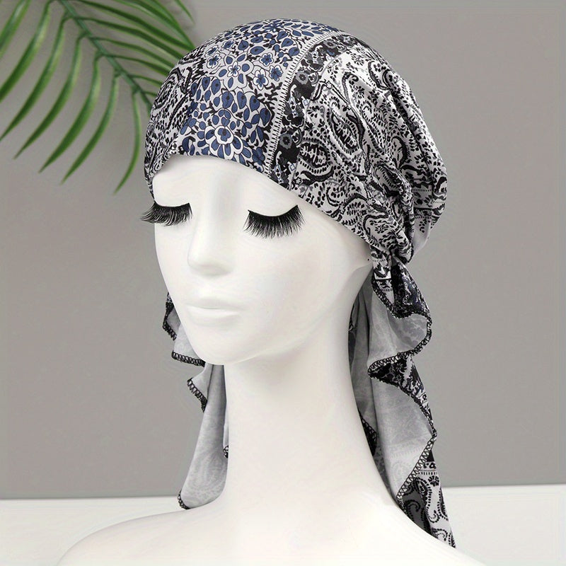 Boho Paisley Print Turban Hat Soft Bandana Headscarf Head Wraps for Women