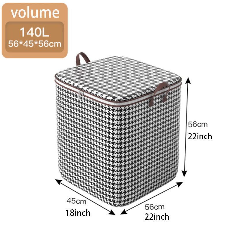 Large Capacity Storage Bag Houndstooth Patten Zipper Organizer
