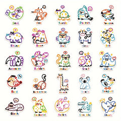 50pcs Cartoon Animal Series Waterproof DIY Sticker Pack