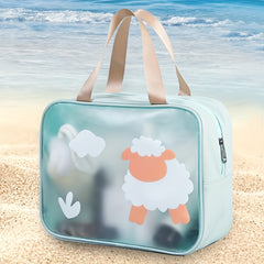 Waterproof Cosmetic Bag PVC Transparent Zippered Toiletry Bag With Handle Strap