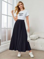 High Waist Pleated Maxi Skirt for Women
