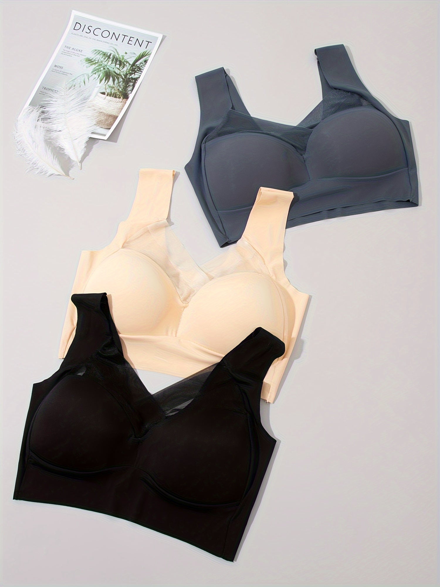 3pcs Wireless Bras Breathable Full Coverage Bra Women's Lingerie