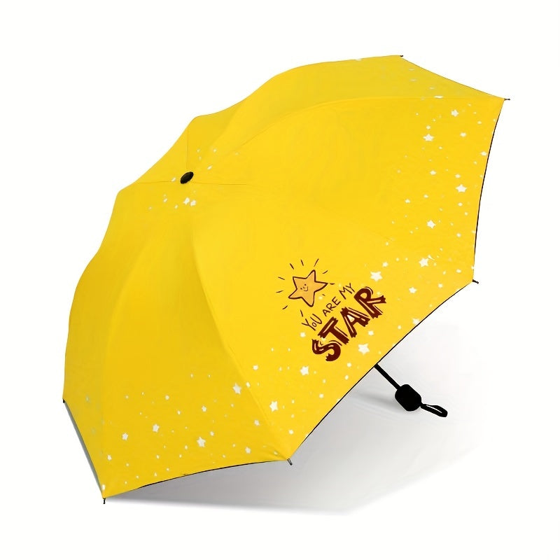 8 Ribs Star Print Umbrella Sunshade Manual Umbrella
