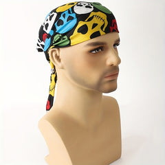 Men's Skull Print Square Scarf for Outdoor Party