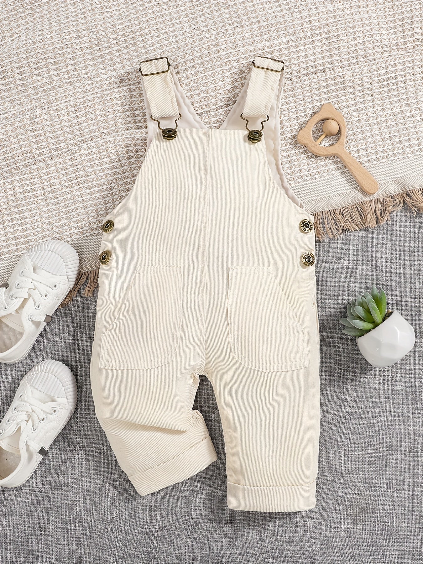 Newborn Baby Girl Overall Dress Plain Adjustable Strap Pocket Suspender Dress