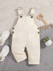 Newborn Baby Girl Overall Dress Plain Adjustable Strap Pocket Suspender Dress