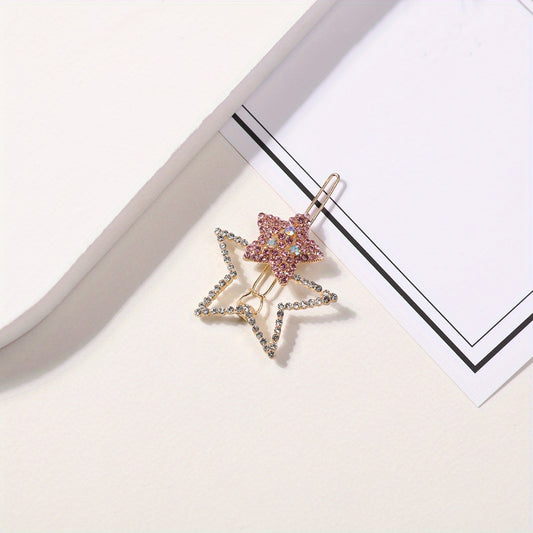Crystal Star Hair Clip Rhinestone Sparkle Barrette Colorful Hairclip Women Girls