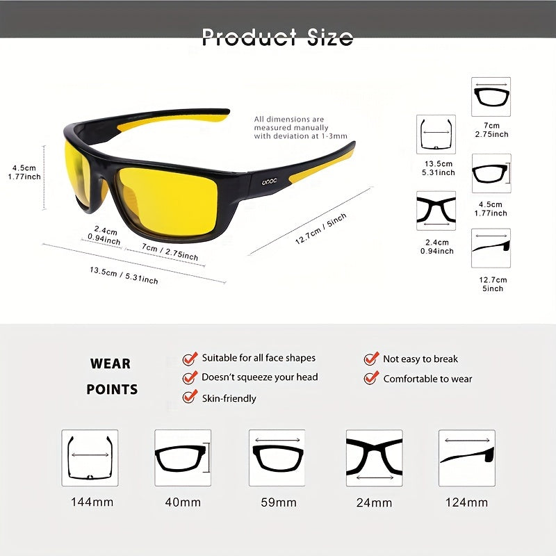 Men's Polarized Square Frame Sunglasses UV Protection