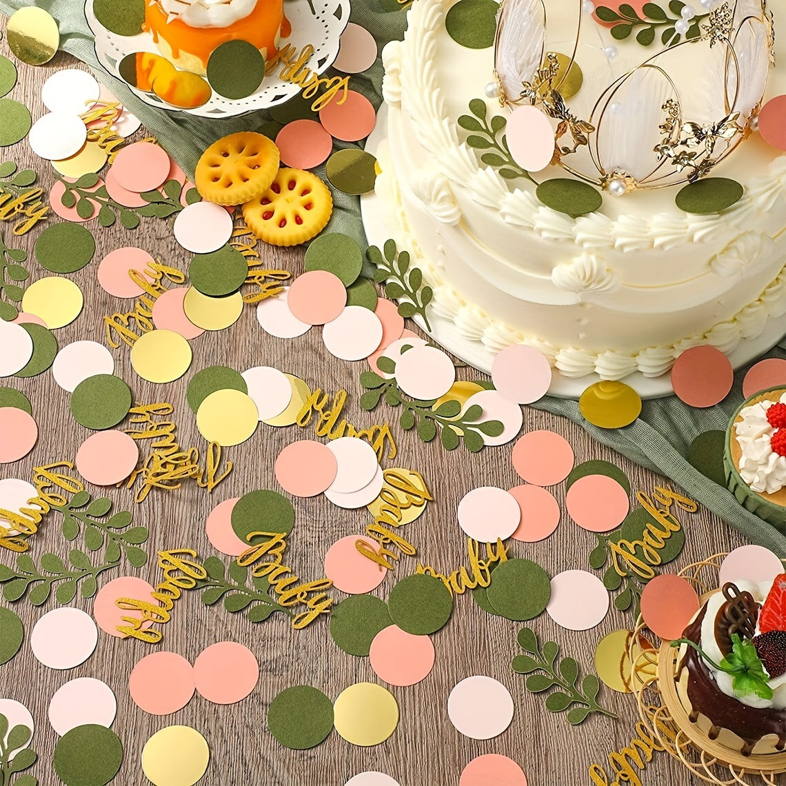 Leaf Dot Baby Letters Party Decoration Leaf Baby Shower Party Paper Confetti