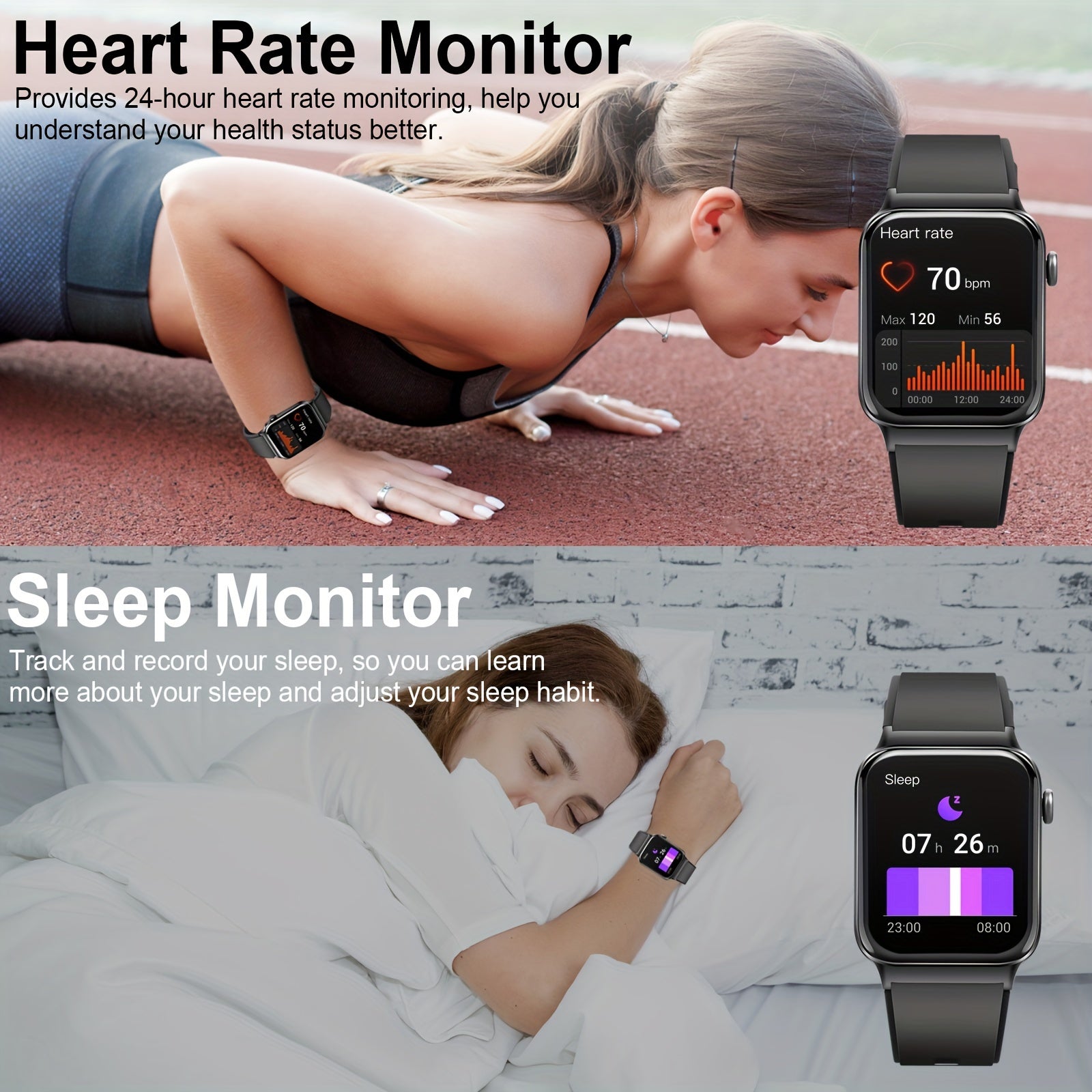 T50 Smartwatch 1.85 inch Fitness Tracker Calls Sleep Monitor Sports Edition