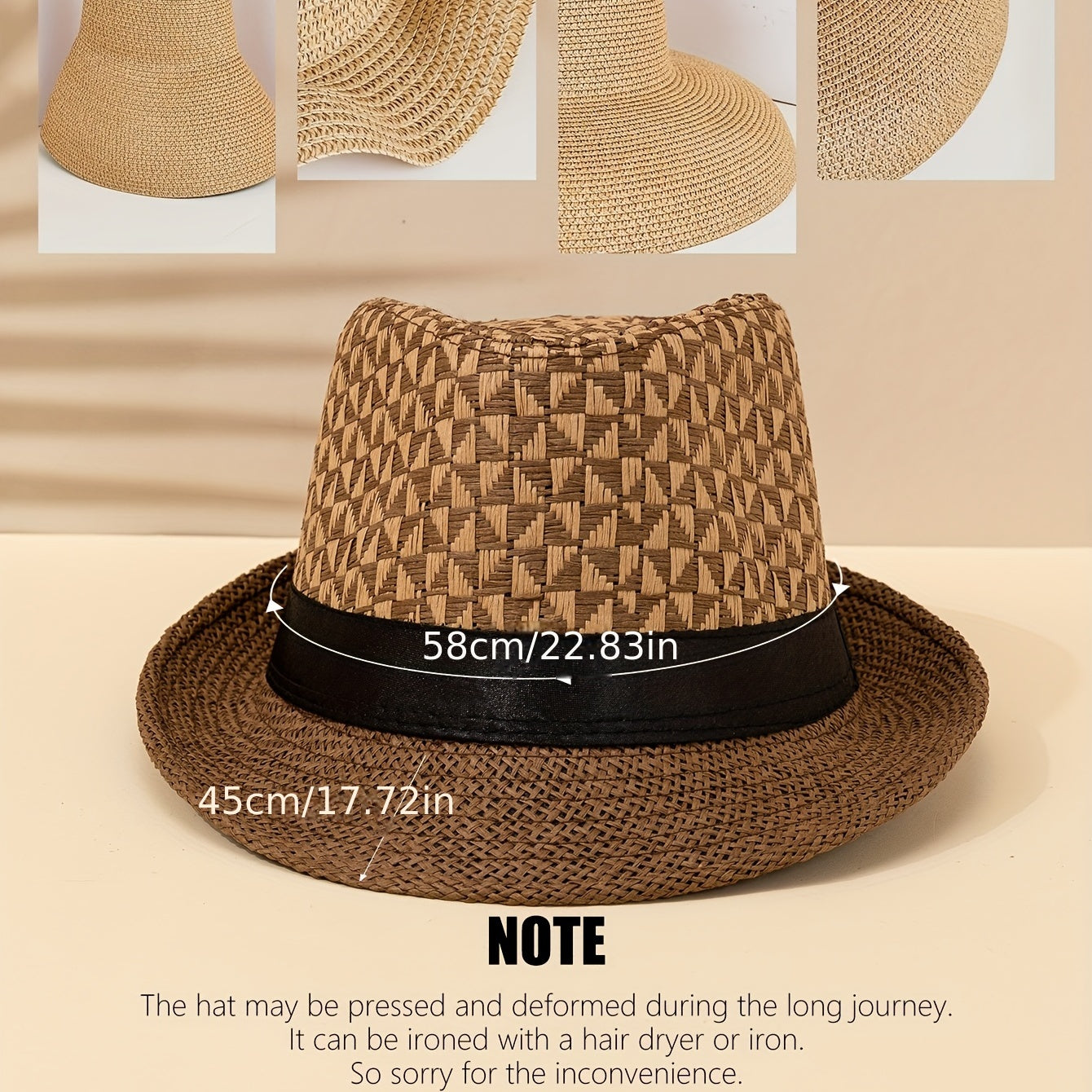Men's Summer Straw Hat Outdoor Sunshade Hat Jazz Hat