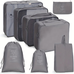 8-Pcs Travel Luggage Bag Set - Dustproof Clothes Organizers