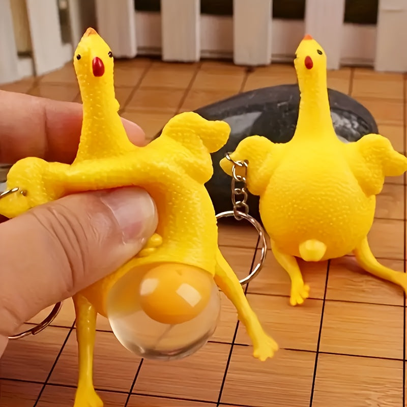 Funny Egg-Laying Chicken Keychains, Antistress Squishy Toys for Kids