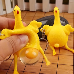 Funny Egg-Laying Chicken Keychains, Antistress Squishy Toys for Kids