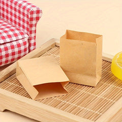10pcs Miniature Dollhouse Baking Bags Brown Paper Storage Pouches
