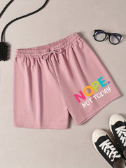 Slogan Print Sporty Pajama Shorts
